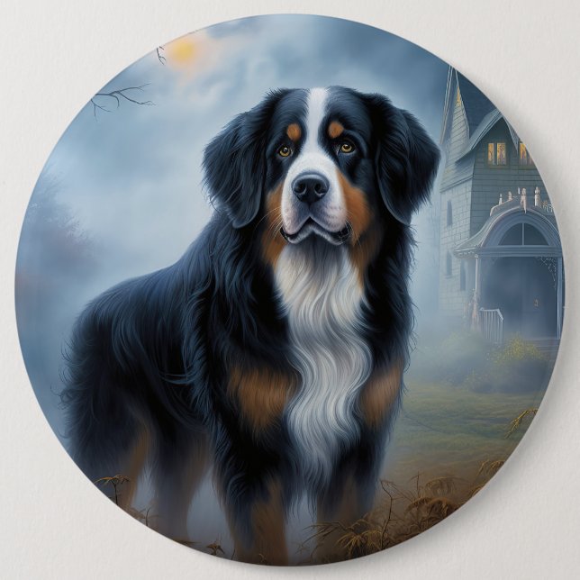 Chapa Redonda De 15 Cm Bernese Mountain Halloween Scary (Anverso)