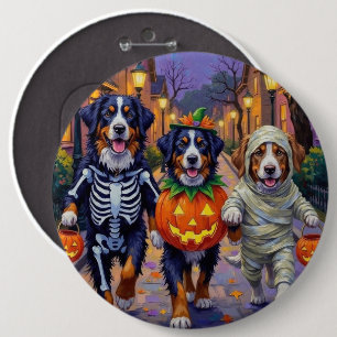 Chapa Redonda De 15 Cm Bernese Mountain Pidiendo Dulces en Halloween 