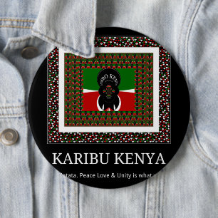 Chapa Redonda De 15 Cm Bienvenido a Kenia: Vibrantes Colores de la Bander