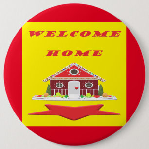 Chapa Redonda De 15 Cm Bienvenidos a casa con colores rojo en casa