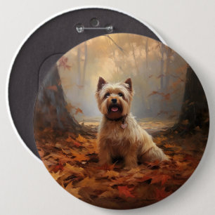 Chapa Redonda De 15 Cm Biewer Terrier en hojas de otoño Inspira