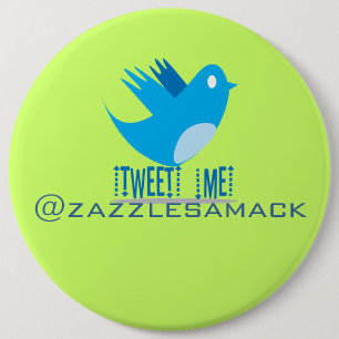 Chapa Redonda De 15 Cm Bird de Twitter Sígueme - Elegir color de fondo