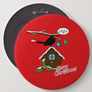 Chapa Redonda De 15 Cm Bird House Merry Christmas