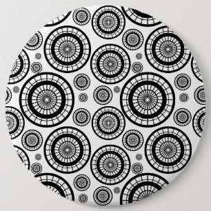 Chapa Redonda De 15 Cm Black and White Repeating Wheel Pattern