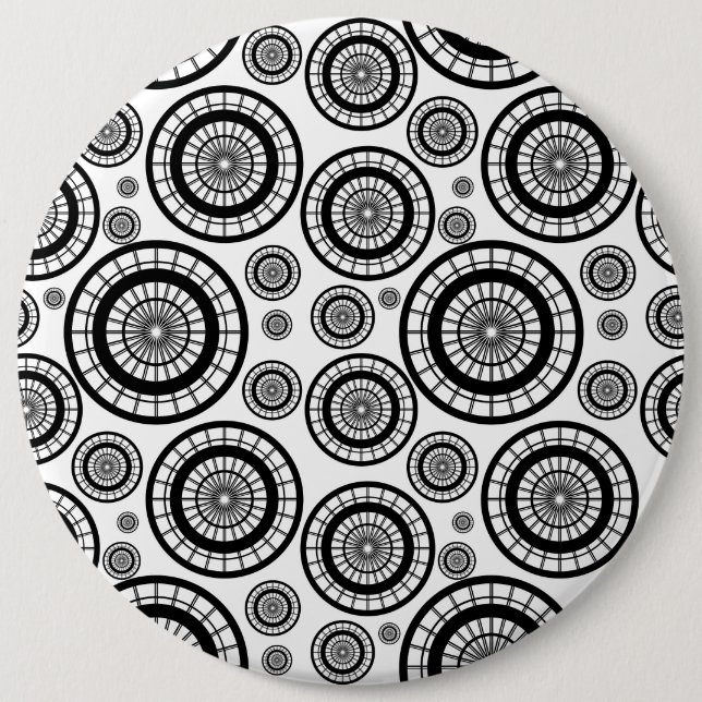 Chapa Redonda De 15 Cm Black and White Repeating Wheel Pattern (Anverso)