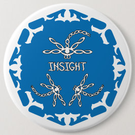 Chapa Redonda De 15 Cm Blue, 3rd Eye Chakra "Insight" Dragonfly White BG