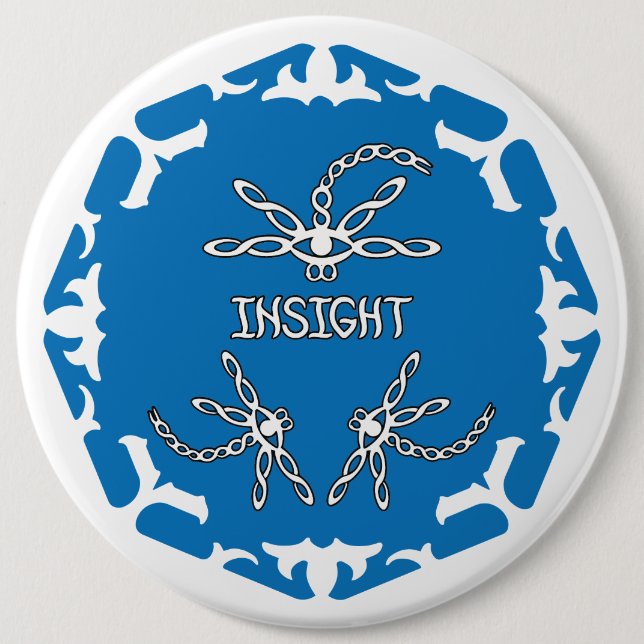 Chapa Redonda De 15 Cm Blue, 3rd Eye Chakra "Insight" Dragonfly White BG (Anverso)