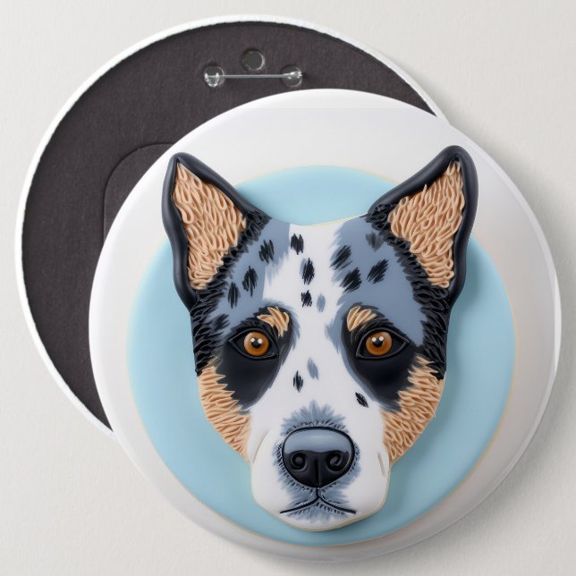 Chapa Redonda De 15 Cm Blue Heeler Dog 3D Inspirado (Anverso y reverso)