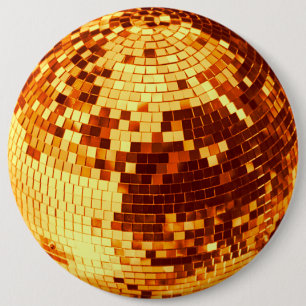 Chapa Redonda De 15 Cm Bola de discoteca retro brillo purpurina oro cumpl
