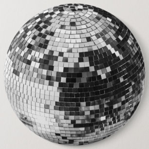 Chapa Redonda De 15 Cm Bola de discoteca retro brillo purpurina plata cum