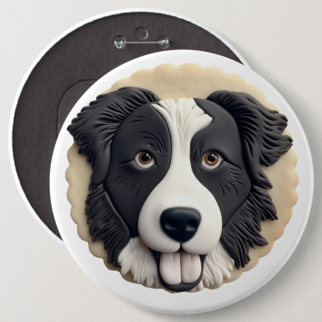 Chapa Redonda De 15 Cm Borde de Perro Collie 3D inspirado (Anverso y reverso)