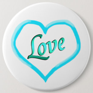 Chapa Redonda De 15 Cm Botones Blue Heart Word Love Pin