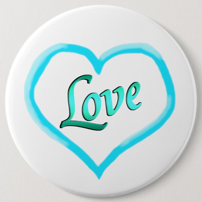 Chapa Redonda De 15 Cm Botones Blue Heart Word Love Pin (Anverso)