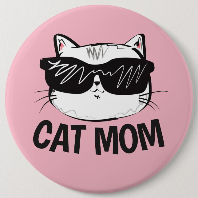 Chapa Redonda De 15 Cm Botones CAT MOM (Anverso)