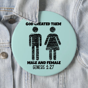 CHAPA REDONDA DE 15 CM BOTONES CRISTIANOS DE GÉNESIS HOMBRE Y MUJER