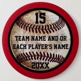 Chapa Redonda De 15 Cm Botones de pines personalizados de béisbol rojo y 