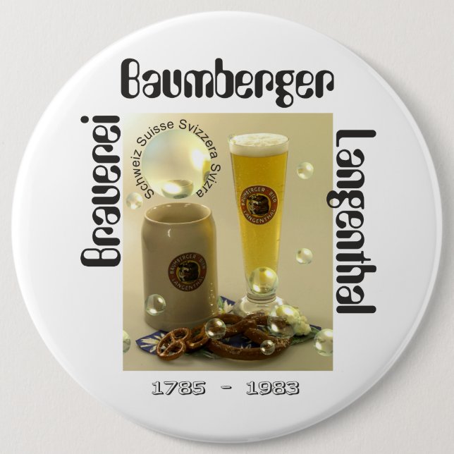 Chapa Redonda De 15 Cm Botones Langenthal Brauerei Baumberger (Anverso)