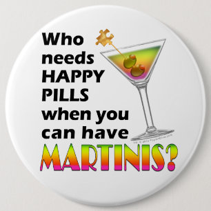 Chapa Redonda De 15 Cm Botones - Martinis vs. Pastillas Felices