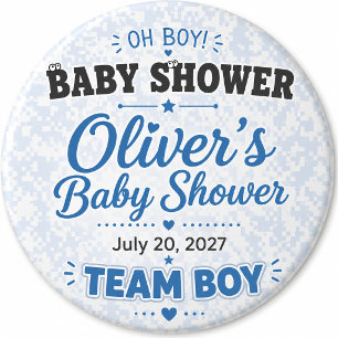 Chapa Redonda De 15 Cm Botones para Baby Shower Team Boy