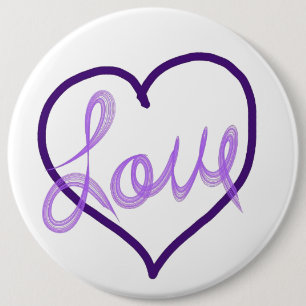 Chapa Redonda De 15 Cm Botones Pin Púrpura Love Heart