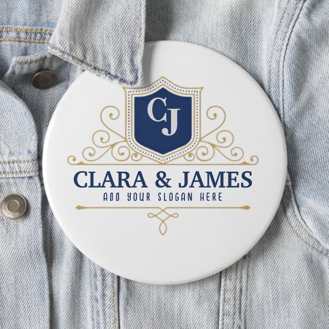Chapa Redonda De 15 Cm Bride And Groom Monogram Names Elegant Weeding (In situ)