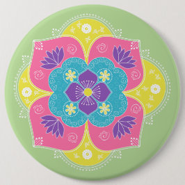 Chapa Redonda De 15 Cm Bright Pastel Lotus Rangoli
