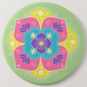 Chapa Redonda De 15 Cm Bright Pastel Lotus Rangoli