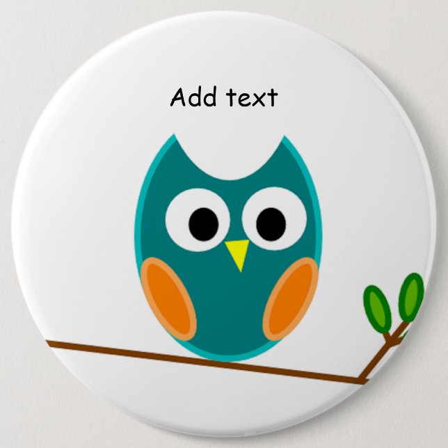 Chapa Redonda De 15 Cm Búho: plantilla de búho azul y oro (Anverso)