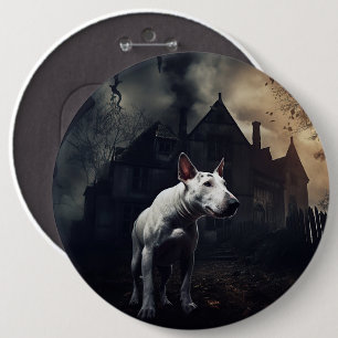 Chapa Redonda De 15 Cm Bull Terrier Halloween Aterrador