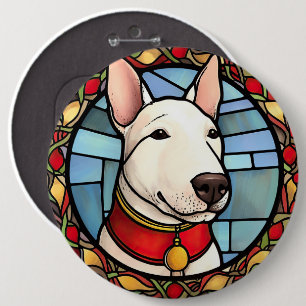 Chapa Redonda De 15 Cm Bull Terrier Vidrio Pintado Navidad