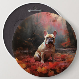 Chapa Redonda De 15 Cm Bulldog Francés en otoño las hojas caídas inspiran