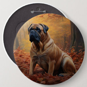 Chapa Redonda De 15 Cm Bullmastiff en otoño hojas caen inspiran