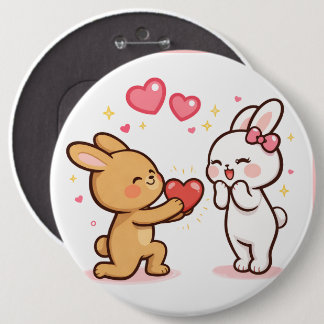 Chapa Redonda De 15 Cm Bunny Love Heart Gift Cute Cartoon Design