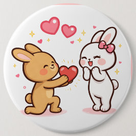 Chapa Redonda De 15 Cm Bunny Love Heart Gift Cute Cartoon Design