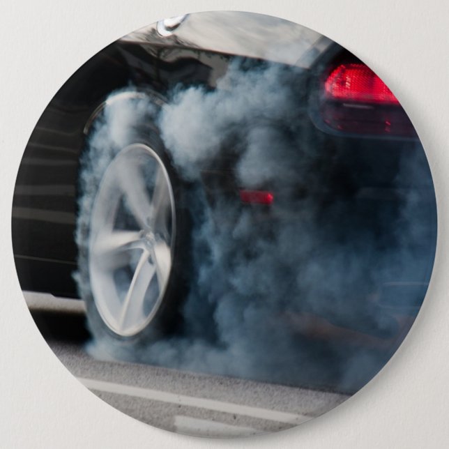 Chapa Redonda De 15 Cm Burnout de coche negro (Anverso)