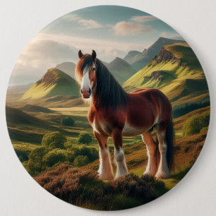 Chapa Redonda De 15 Cm caballo Clydesdale tierras altas de Escocia