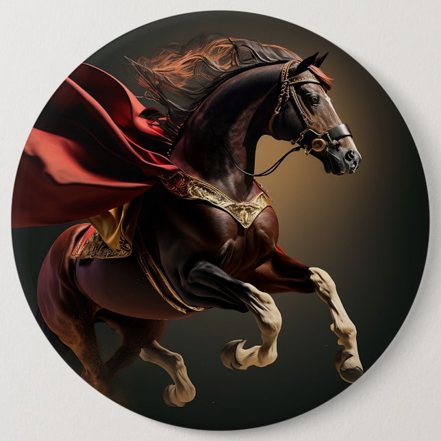 Chapa Redonda De 15 Cm caballo con abrigo rojo (Anverso)