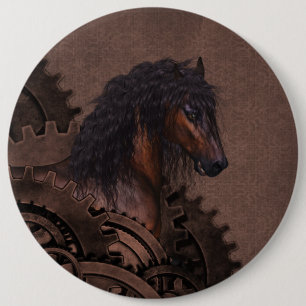 Chapa Redonda De 15 Cm Caballo Steampunk