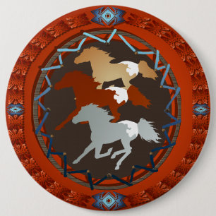 Chapa Redonda De 15 Cm Caballo y Escudo-Botón