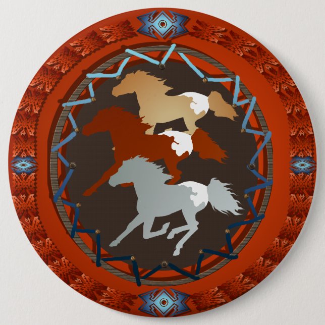 Chapa Redonda De 15 Cm Caballo y Escudo-Imán (Anverso)