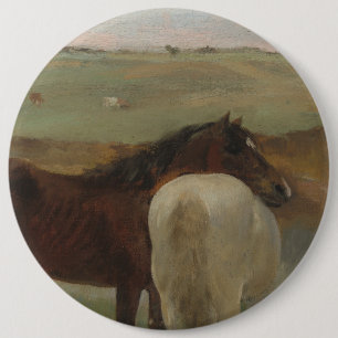 Chapa Redonda De 15 Cm Caballos en una pradera, pintura al petróleo, Edga