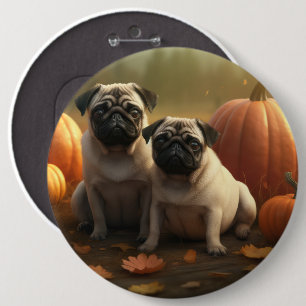 Chapa Redonda De 15 Cm Cachorro Pug Otoño Delicia Calabaza