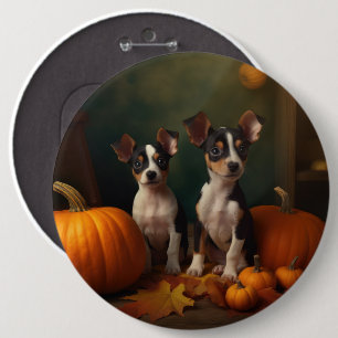 Chapa Redonda De 15 Cm Cachorro Rat Terrier Delicia de Otoño Calabaza
