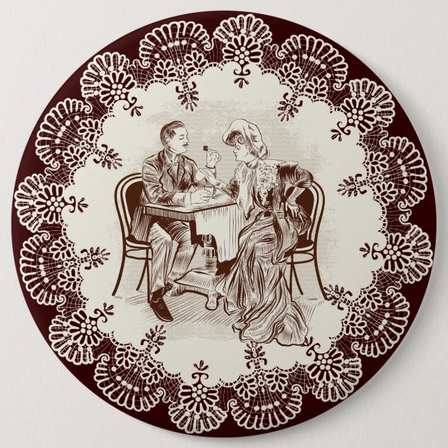 Chapa Redonda De 15 Cm café y amor (Anverso)