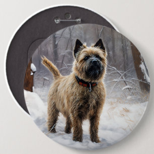 Chapa Redonda De 15 Cm Cairn Terrier deja que nieve Navidades