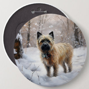 Chapa Redonda De 15 Cm Cairn Terrier deja que nieve Navidades