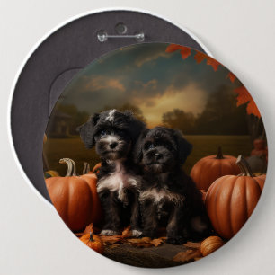 Chapa Redonda De 15 Cm Calabaza de luz de otoño de yorkipoo cachorro
