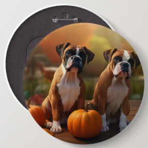 Chapa Redonda De 15 Cm Calabaza deslumbrante Boxer Puppy Autumn