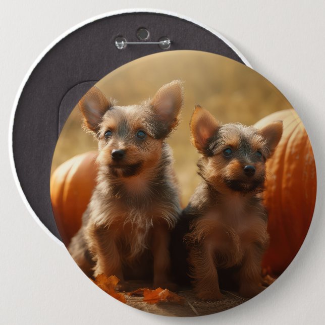 Chapa Redonda De 15 Cm Calabaza deslumbrante de Australia Terrier Puppy O (Anverso y reverso)