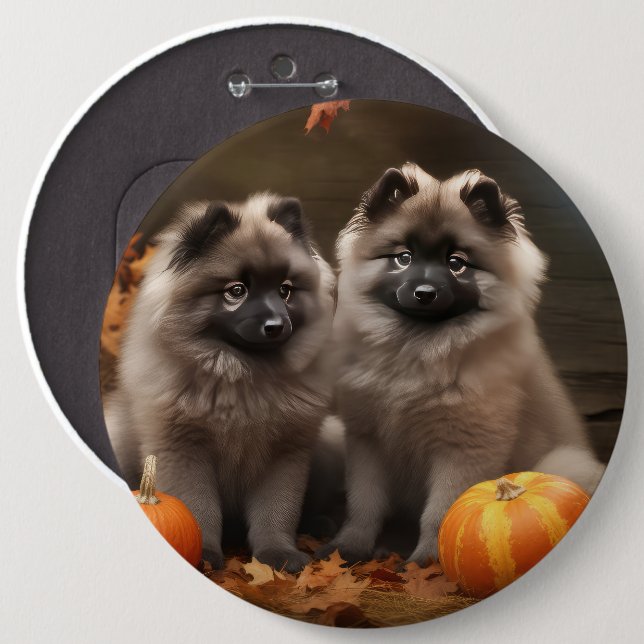 Chapa Redonda De 15 Cm Calabaza deslumbrante de Keeshond Puppy Autumn (Anverso y reverso)